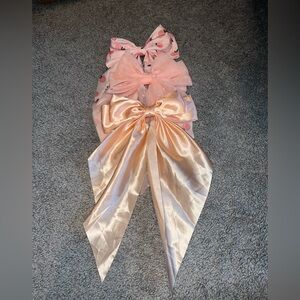 3 for $12 Set of Three Large Hair Bows in Pink and Peach